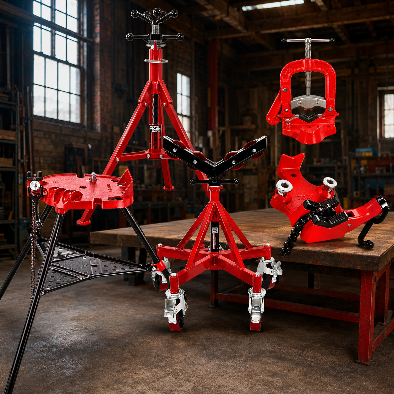 Industrial pipe cutting and threading equipment